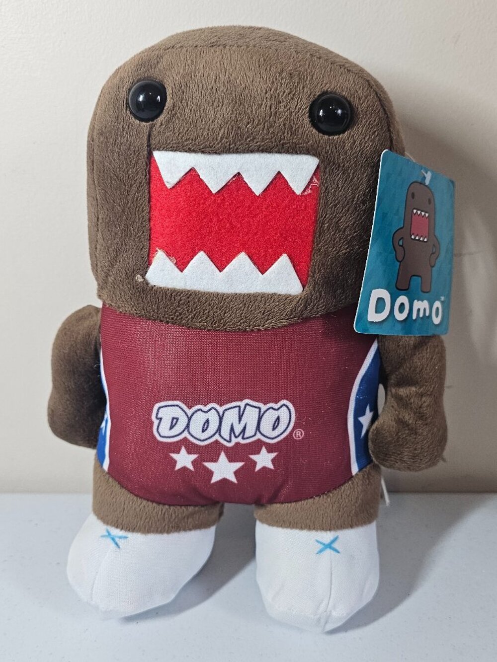 Domo Kun Basketball Player 10" Plush Kellytoy 2017 NWT Red Jersey Stuffed Animal